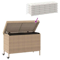 vidaXL Contenitore da Giardino con Ruote Beige Misto Polyrattan