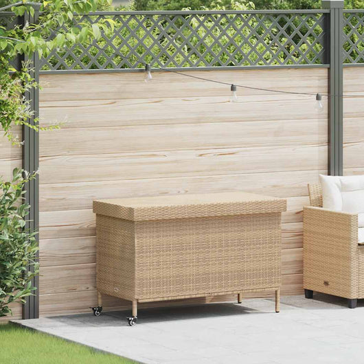 Contenitore da Giardino con Ruote Beige Misto Polyrattan 4103829