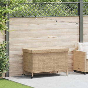 vidaXL Contenitore da Giardino con Ruote Beige Misto Polyrattan