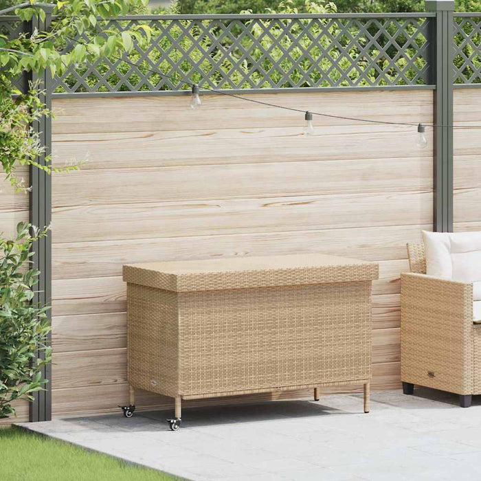 vidaXL Contenitore da Giardino con Ruote Beige Misto Polyrattan