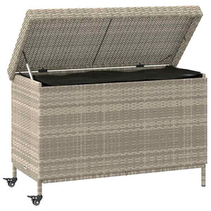 Contenitore da Giardino con Ruote Grigio Chiaro Polyrattan