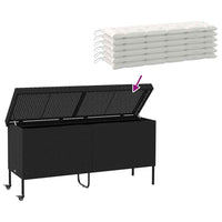 Contenitore da Giardino con Ruote Nero 160x55x75 cm Polyrattan 4103831