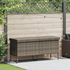 Contenitore da Giardino con Ruote Grigio 160x55x75cm Polyrattan 4103833