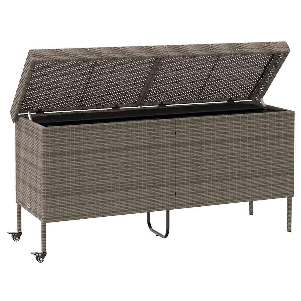 Contenitore da Giardino con Ruote Grigio 160x55x75cm Polyrattan 4103833