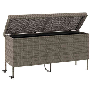 Contenitore da Giardino con Ruote Grigio 160x55x75cm Polyrattan 4103833