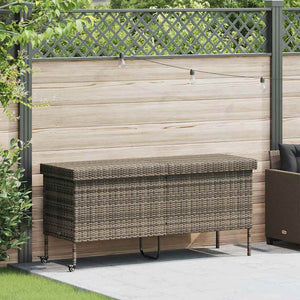 Contenitore da Giardino con Ruote Grigio 160x55x75cm Polyrattan 4103833