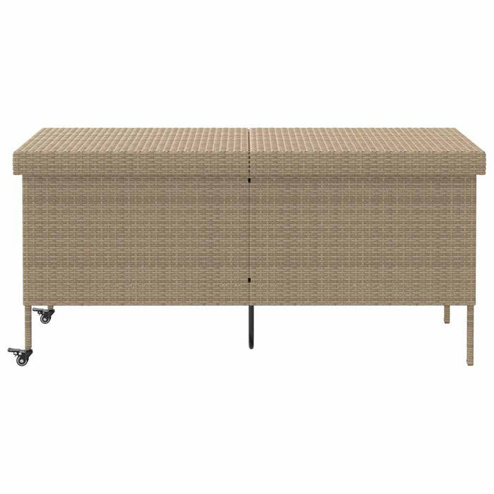 vidaXL Contenitore da Giardino con Ruote Beige 160x55x75 cm Polyrattan
