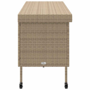 vidaXL Contenitore da Giardino con Ruote Beige 160x55x75 cm Polyrattan