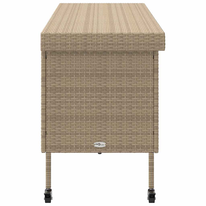 vidaXL Contenitore da Giardino con Ruote Beige 160x55x75 cm Polyrattan