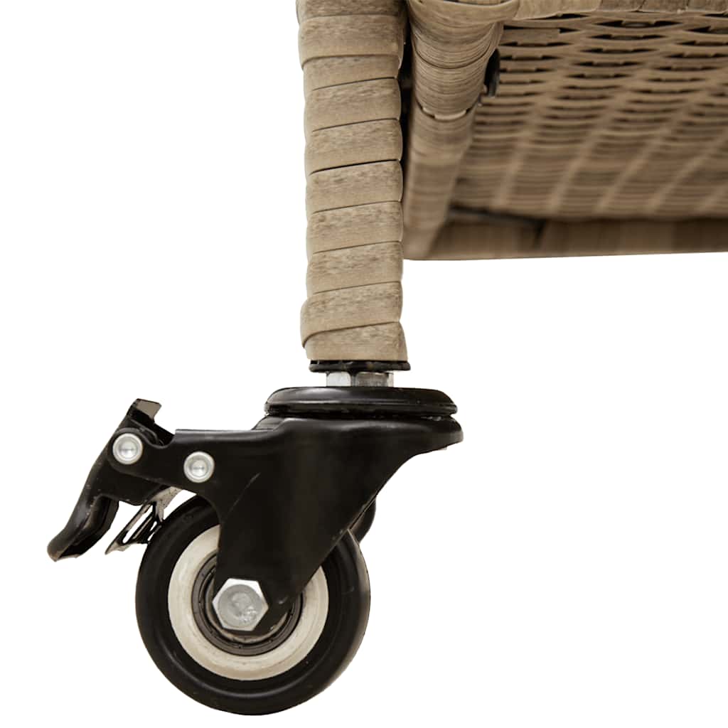 vidaXL Contenitore da Giardino con Ruote Beige 160x55x75 cm Polyrattan