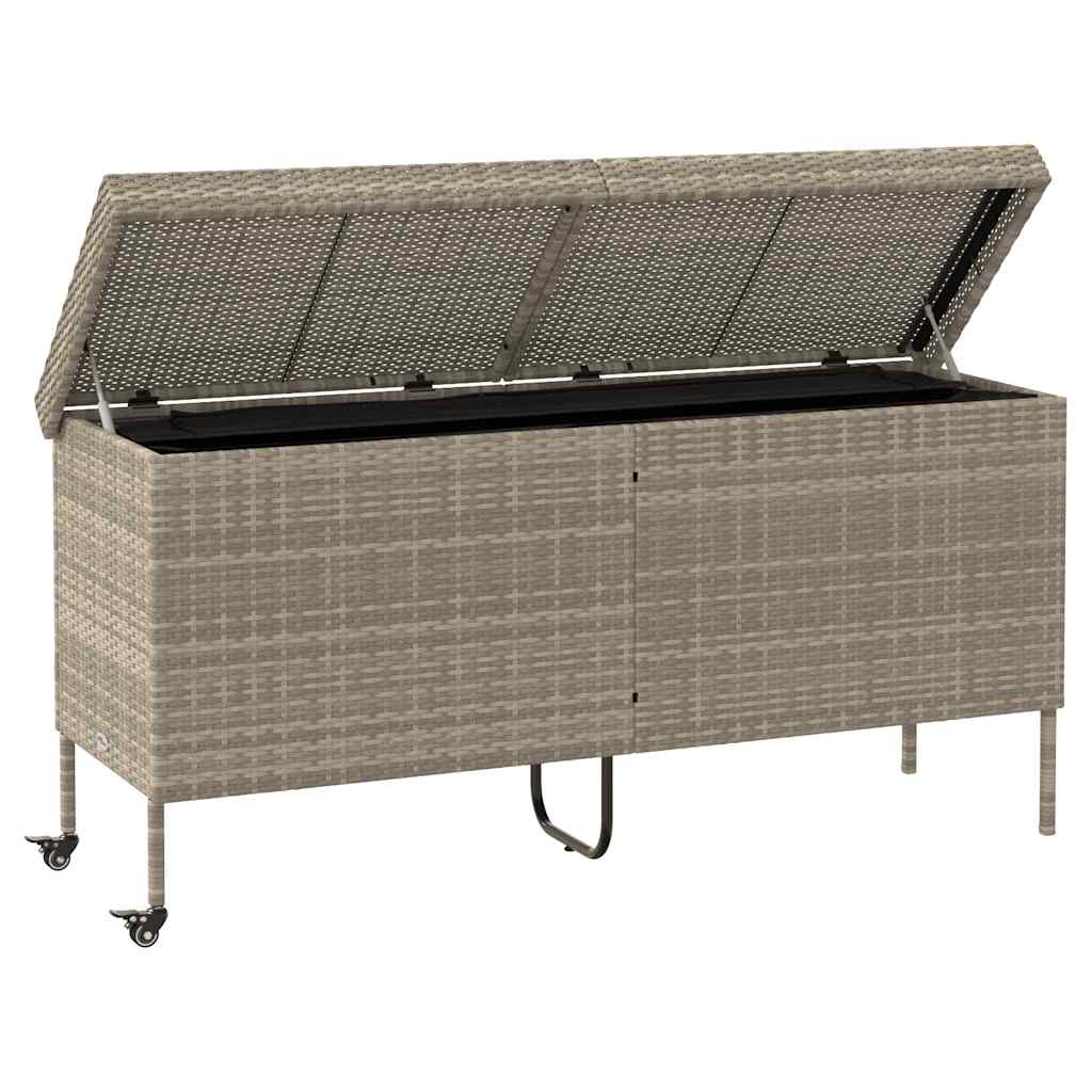 Contenitore da Giardino con Ruote Grigio Chiaro Polyrattan 4103835