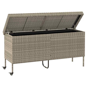 Contenitore da Giardino con Ruote Grigio Chiaro Polyrattan 4103835