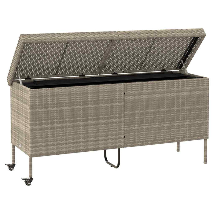 Contenitore da Giardino con Ruote Grigio Chiaro Polyrattan 4103835