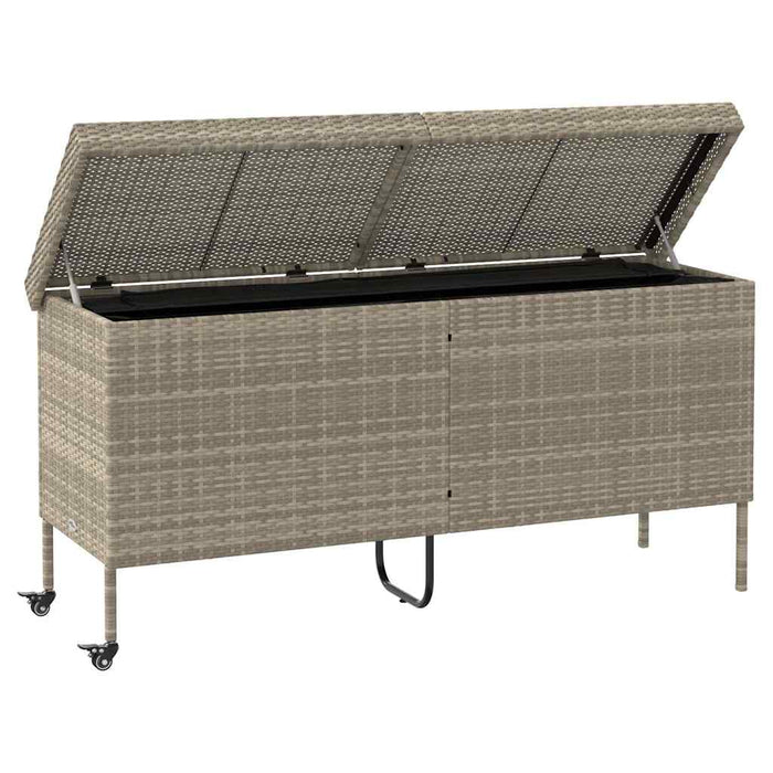 Contenitore da Giardino con Ruote Grigio Chiaro Polyrattan 4103835