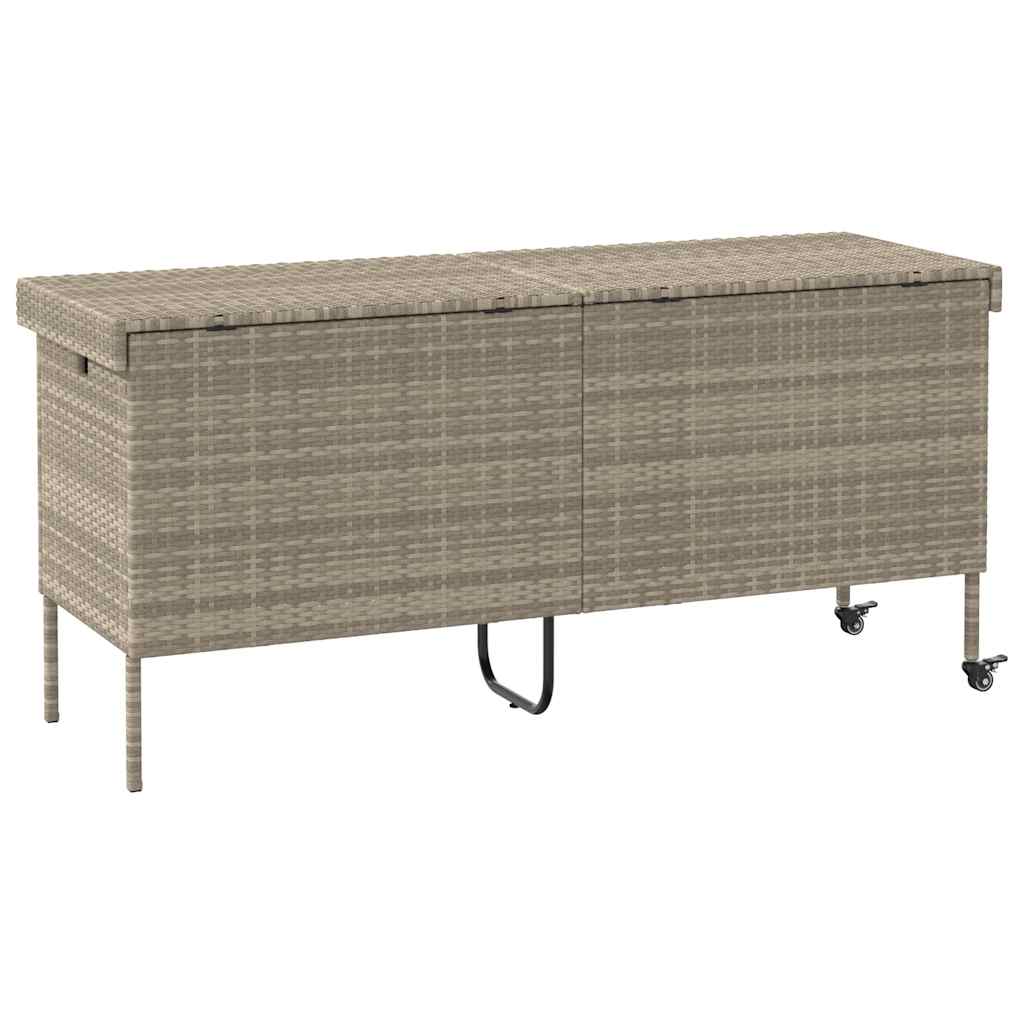 Contenitore da Giardino con Ruote Grigio Chiaro Polyrattan 4103835