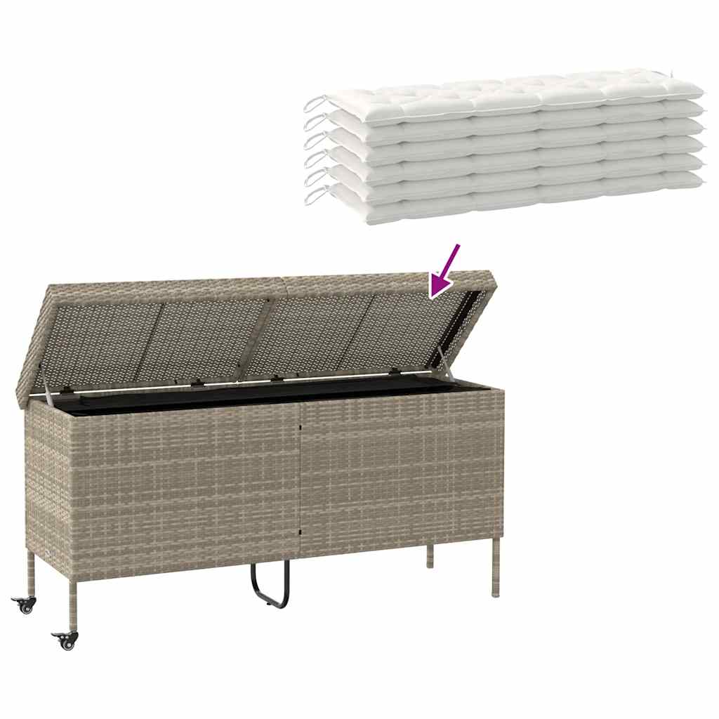 vidaXL Contenitore da Giardino con Ruote Grigio Chiaro Polyrattan