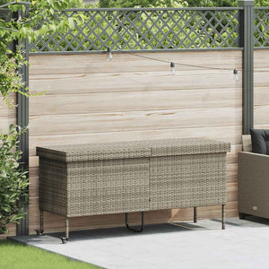vidaXL Contenitore da Giardino con Ruote Grigio Chiaro Polyrattan