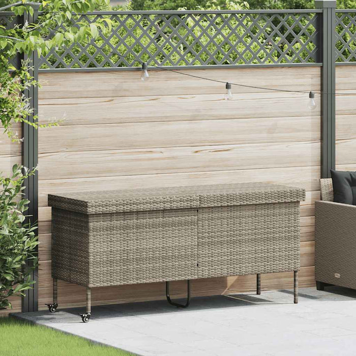 Contenitore da Giardino con Ruote Grigio Chiaro Polyrattan 4103835