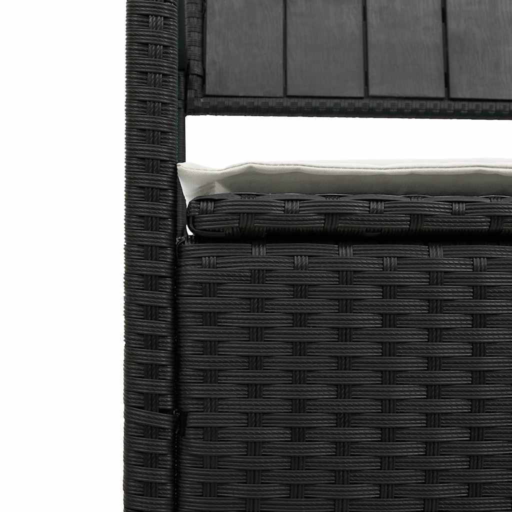 vidaXL Panca Portaoggetti da Giardino con Cuscino in Polyrattan Nero