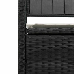 vidaXL Panca Portaoggetti da Giardino con Cuscino in Polyrattan Nero