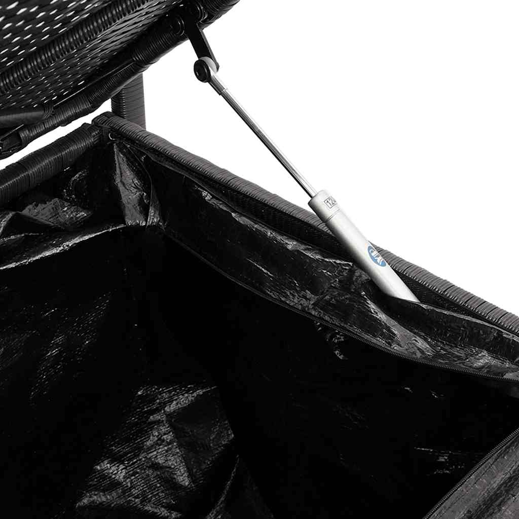vidaXL Panca Portaoggetti da Giardino con Cuscino in Polyrattan Nero