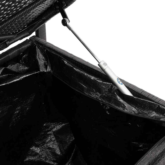 vidaXL Panca Portaoggetti da Giardino con Cuscino in Polyrattan Nero