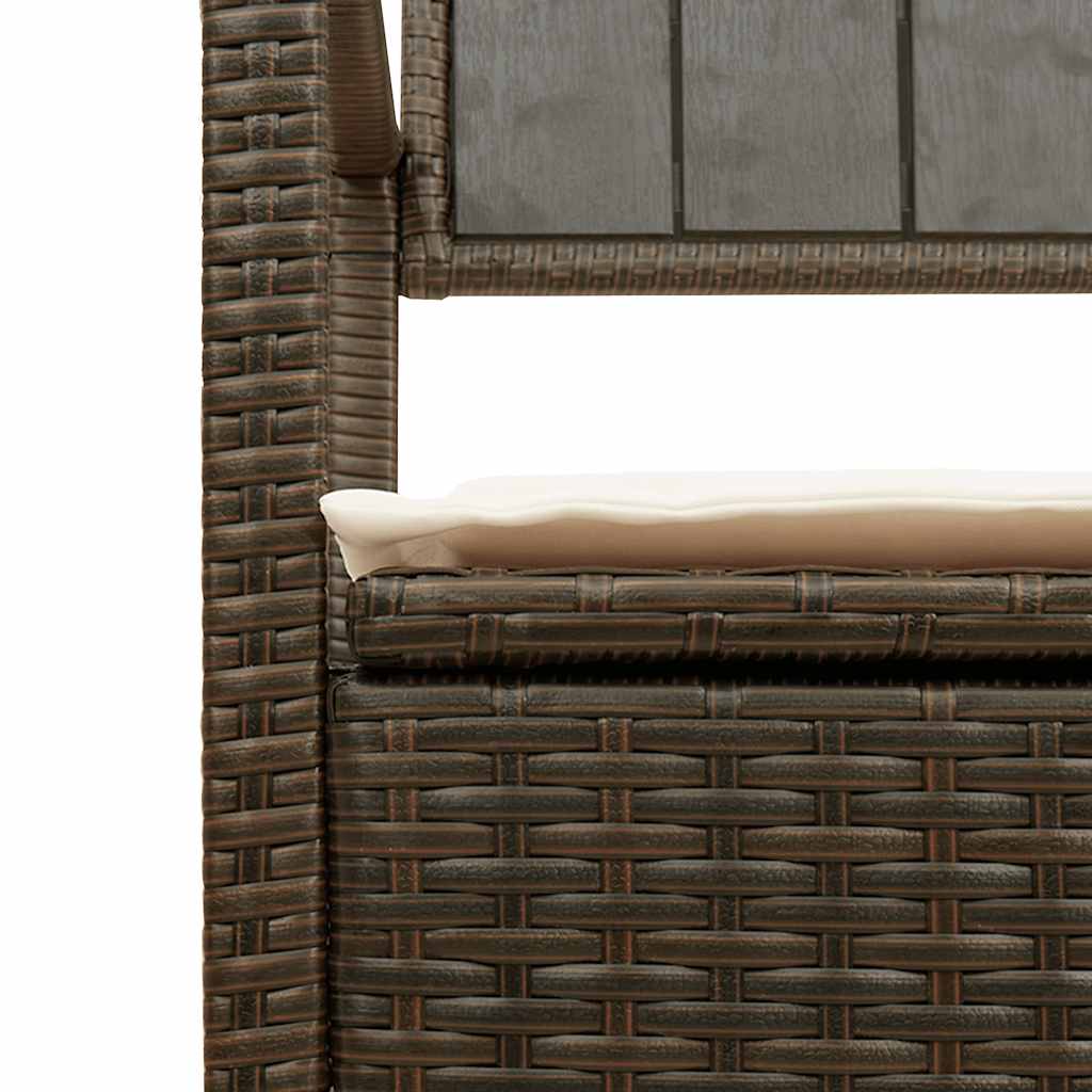 vidaXL Panca Portaoggetti da Giardino con Cuscino Marrone Polyrattan