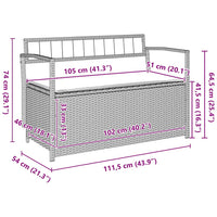 Panca Portaoggetti da Giardino con Cuscino Marrone Polyrattan 4103837