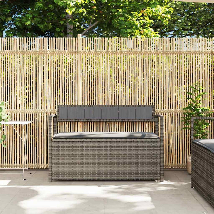 Panca Portaoggetti da Giardino con Cuscino Grigio in Polyrattan 4103838