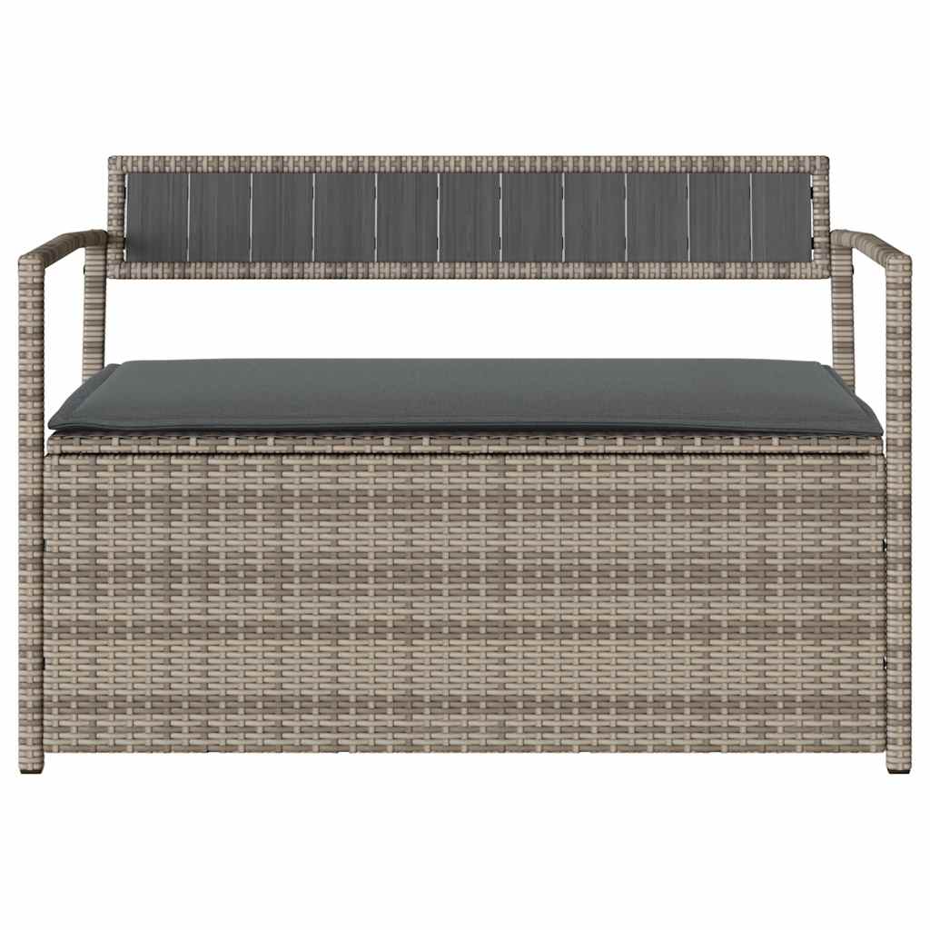 Panca Portaoggetti da Giardino con Cuscino Grigio in Polyrattan 4103838