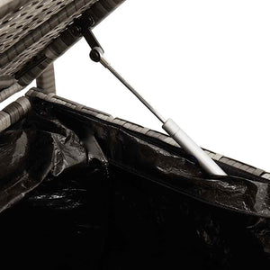 Panca Portaoggetti da Giardino con Cuscino Grigio in Polyrattan