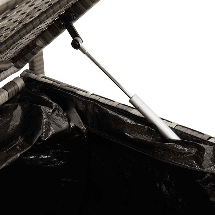 Panca Portaoggetti da Giardino con Cuscino Grigio in Polyrattan