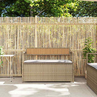 Panca Portaoggetti da Giardino con Cuscino Beige in Polyrattan