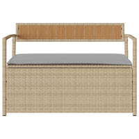Panca Portaoggetti da Giardino con Cuscino Beige in Polyrattan