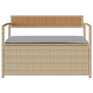 Panca Portaoggetti da Giardino con Cuscino Beige in Polyrattan