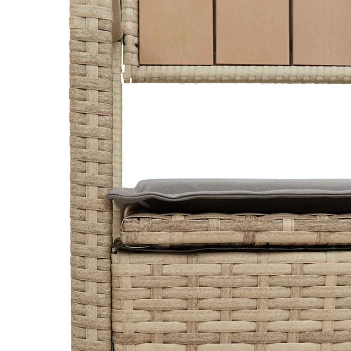 Panca Portaoggetti da Giardino con Cuscino Beige in Polyrattan