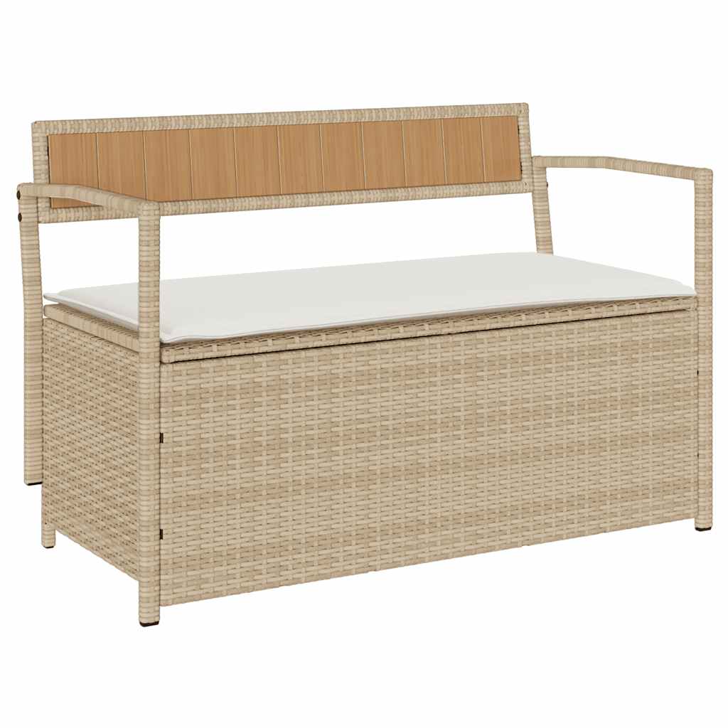 Panca Portaoggetti da Giardino con Cuscino Beige in Polyrattan 4103840