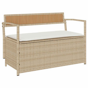 Panca Portaoggetti da Giardino con Cuscino Beige in Polyrattan 4103840