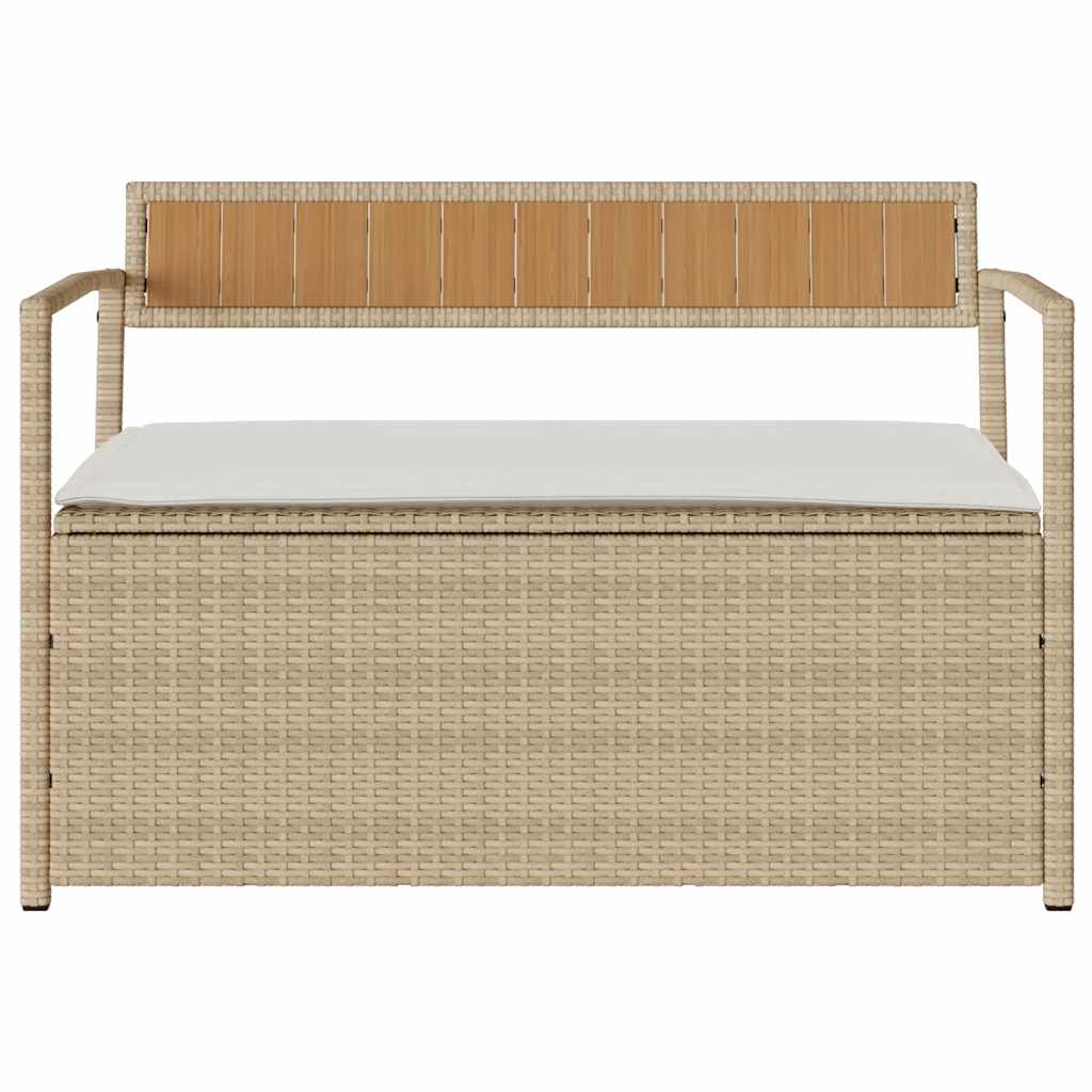 Panca Portaoggetti da Giardino con Cuscino Beige in Polyrattan 4103840