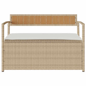 Panca Portaoggetti da Giardino con Cuscino Beige in Polyrattan 4103840