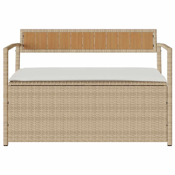 Panca Portaoggetti da Giardino con Cuscino Beige in Polyrattan 4103840