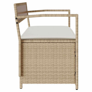 vidaXL Panca Portaoggetti da Giardino con Cuscino Beige in Polyrattan