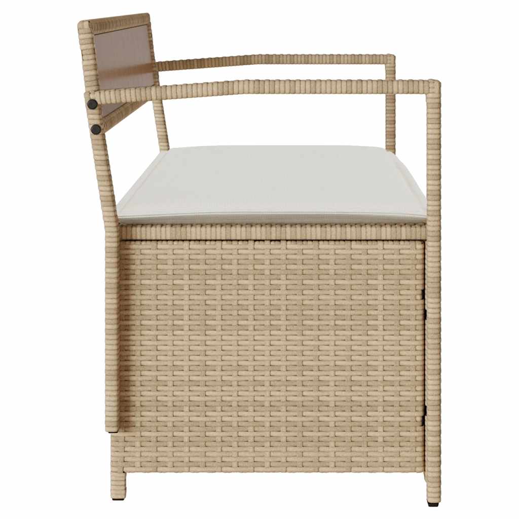 Panca Portaoggetti da Giardino con Cuscino Beige in Polyrattan 4103840