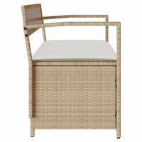 Panca Portaoggetti da Giardino con Cuscino Beige in Polyrattan 4103840