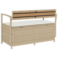 vidaXL Panca Portaoggetti da Giardino con Cuscino Beige in Polyrattan