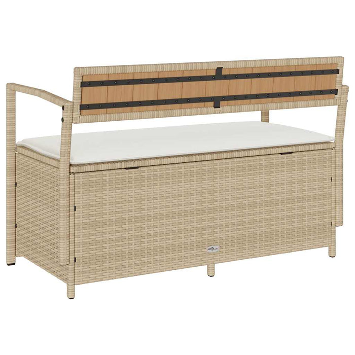 vidaXL Panca Portaoggetti da Giardino con Cuscino Beige in Polyrattan