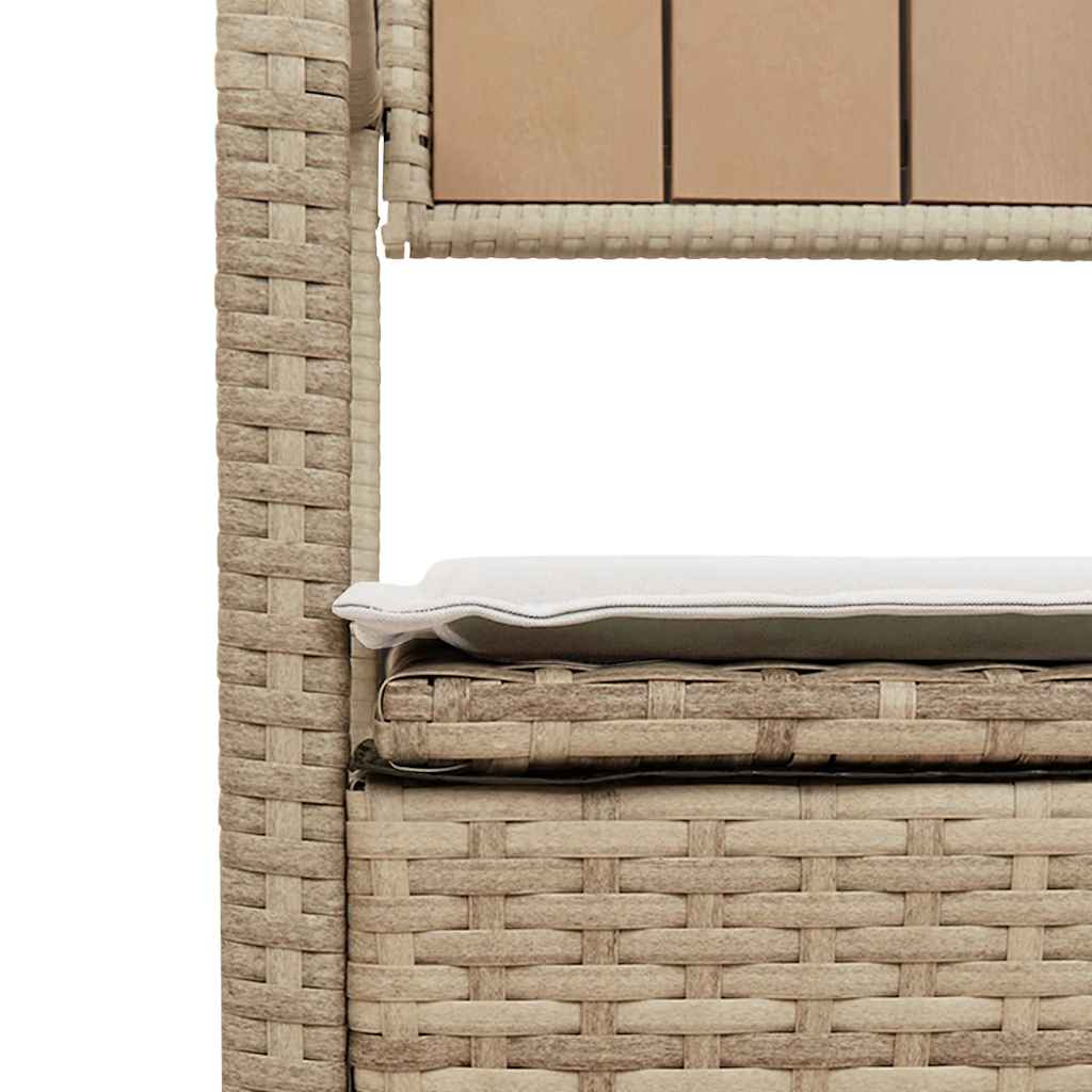 Panca Portaoggetti da Giardino con Cuscino Beige in Polyrattan 4103840