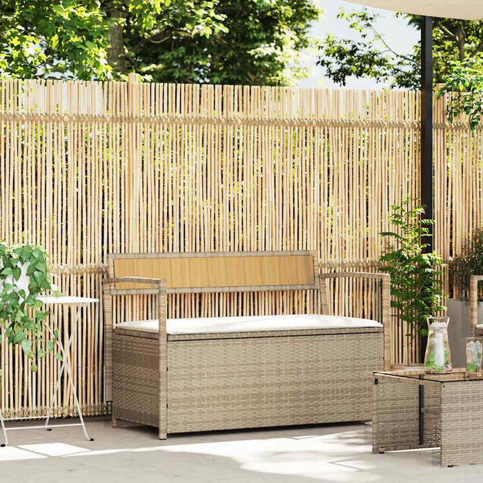 vidaXL Panca Portaoggetti da Giardino con Cuscino Beige in Polyrattan