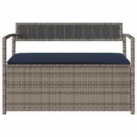 Panca Portaoggetti da Giardino con Cuscino Grigio in Polyrattan 4103843