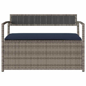 Panca Portaoggetti da Giardino con Cuscino Grigio in Polyrattan 4103843